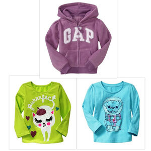 NWT Baby Gap Girls 3pc Fleece Hoodie Top Lot 3T